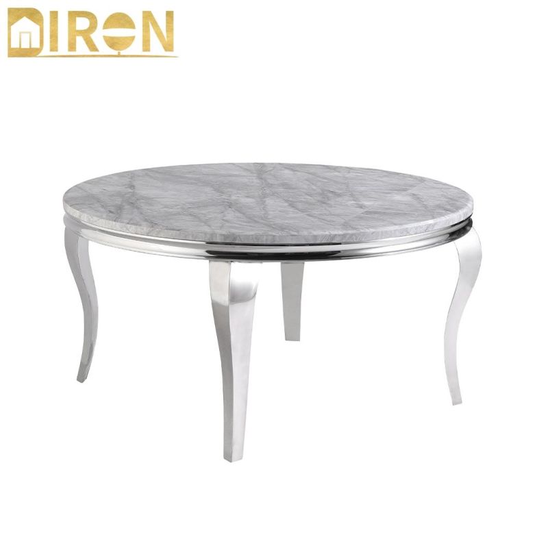 New Design Household Stainless Steel Base Marble Top Dining Table