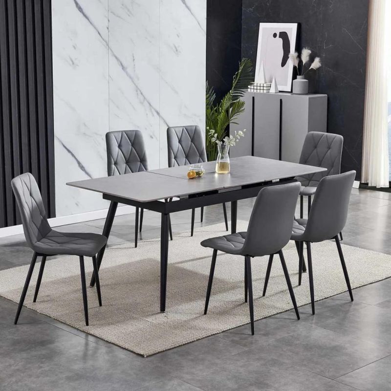 Italian Modern Folding Extendable Furniture Dining Table Sets Luxury 6 Chairs Sintered Stone Ceramic Marble Dining Table Set