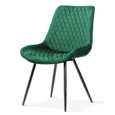 Home Furniture Chair Leisure Designer Elegant Fabric Metal Legs Cheap Chairs Restaurant Modern Luxury Green Velvet Dining Chair