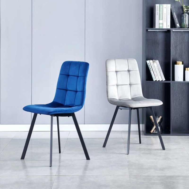 Wholesale Modern Big Loading Ability Velvet Fabric Dining Chair Black Metal Legs