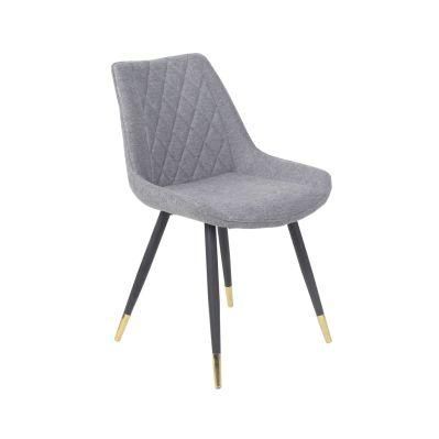 Grey Flannel Fabric Chair with Gold Legs