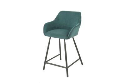 Fashion Flannel Green Iron Leg Bar Chair