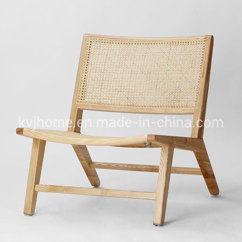 Kvj-6545 Pierre Jeanneret Relaxing Wood Rattan Cane Webbing Chair