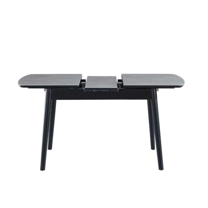 2021 Hot Selling Marble and Grey Ceramic Dining Table with Solid Wood Legs