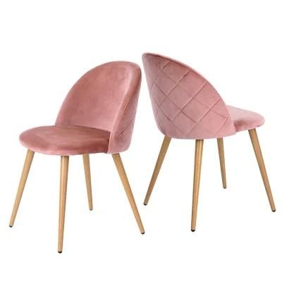 Wholesale Modern Luxury Fashion Colorful Classic Soft Velvet Fabric Upholstery Cafe Dining Chair with Iron Leg