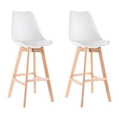 Home Furniture Kitchen Bar Stools Chair Modern Wooden Leg Tall Tulip Chairs Plastic High Bar Stool Chair Restaurant Bar Stools