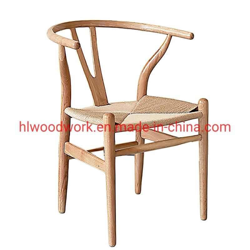 Dining Chair Dining Chair Ash Wood Frame Natural Color Rope Woven Seat Dining Chair Resteraunt Furniture