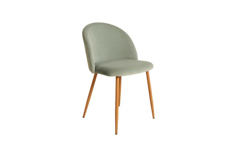 Factory Directly Luxury Design Fabric Modern Green Velvet Accent Dining Chairs with Golden Legs