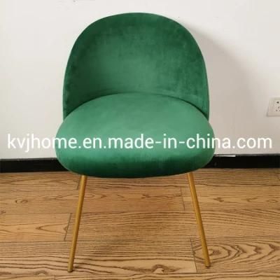 Kvj-7107 Modern Green Upholstered Chair with Iron Legs