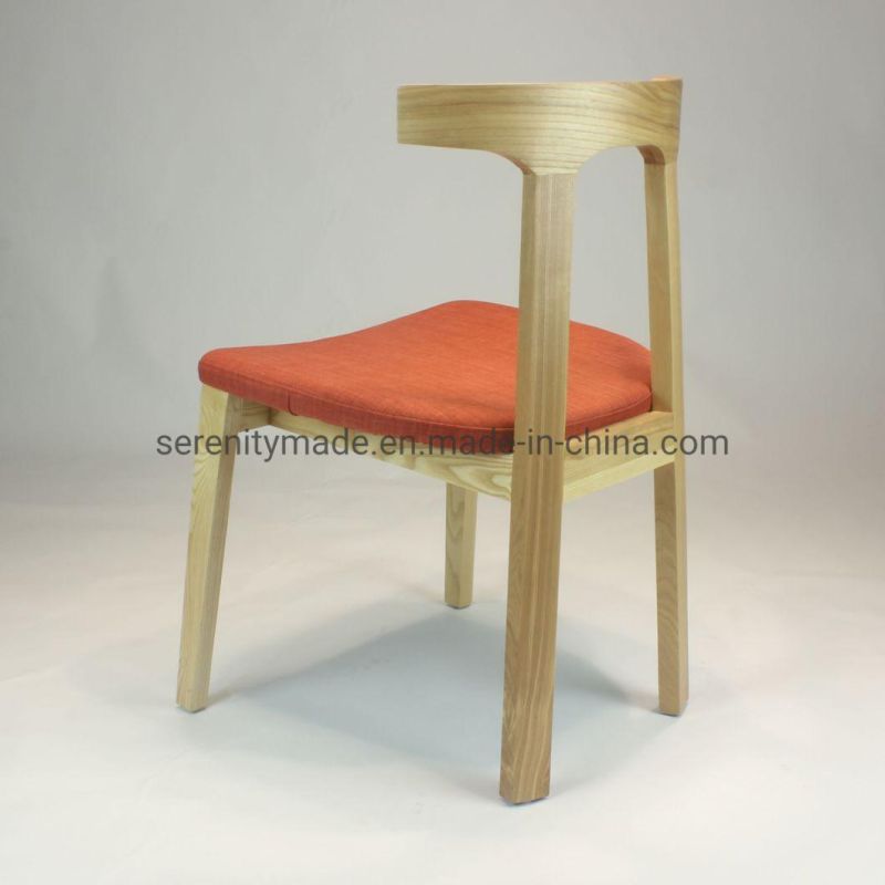 Natural Oak Timber Dining Chair with Fabric Seat for Commercial Restaurant Use