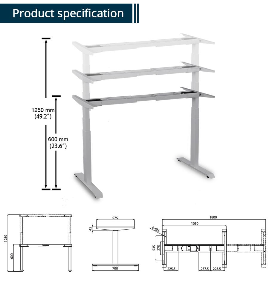 Professional 140kg Load Weight Dual Motor Sit Standing Desk