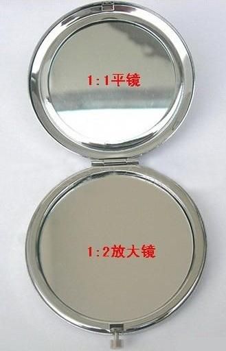 Aluminium Pocket Makeup Mirror with Glitter Decoration Silver Plated