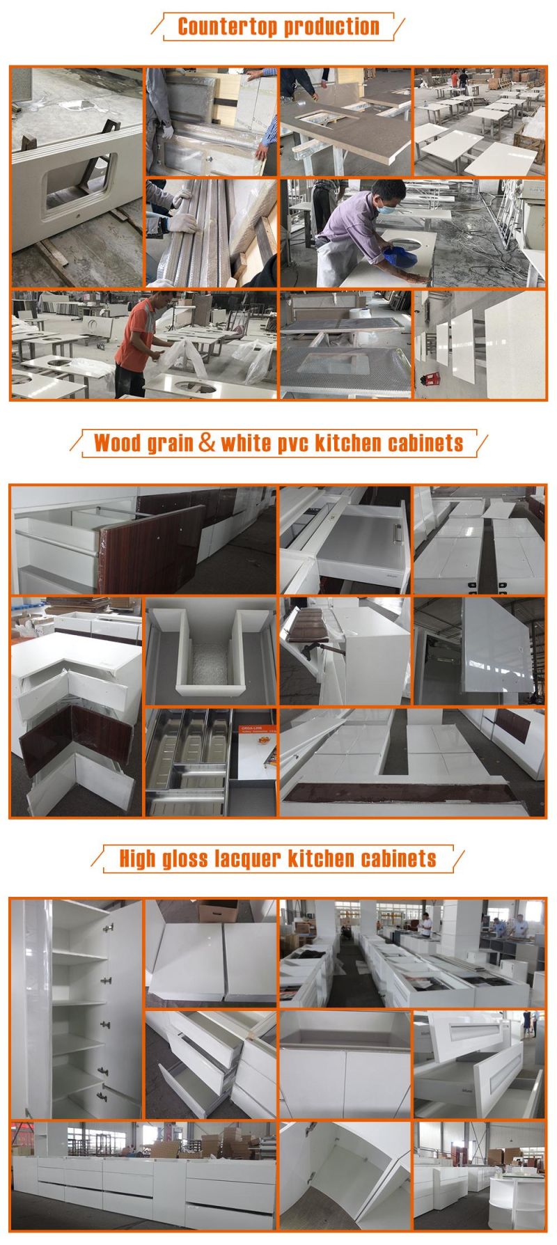 Modern High Quality U Shaped Freestanding Waterproof MDF Melamine Kitchen Cabinet