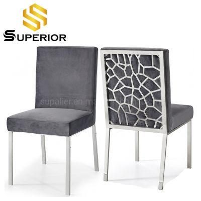 Wholesale American Style Silver Stainless Steel Upholstered Dining Room Chair