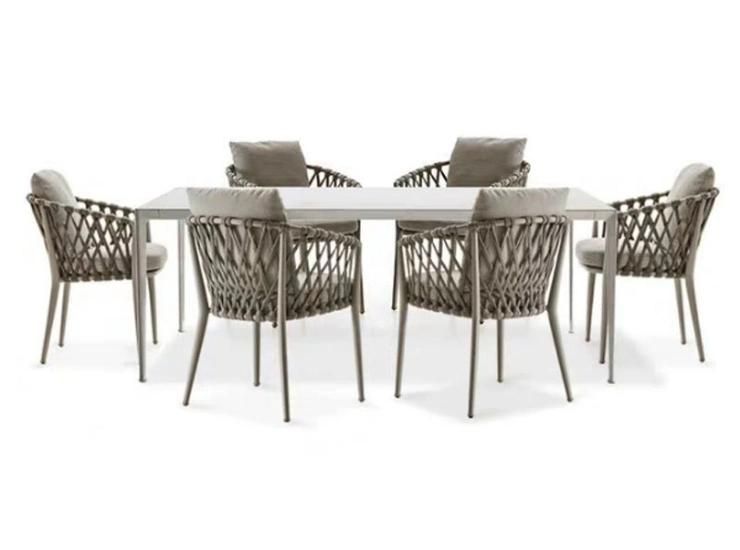 Woven Synthetic Rope Outdoor Dining Chairs for Garden Use