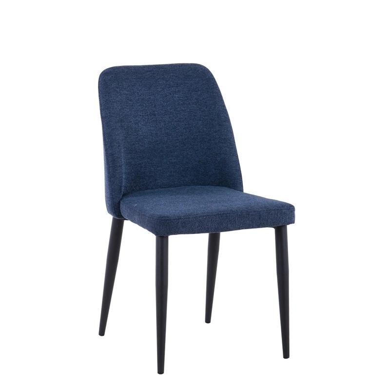 Modern Home Restaurant Kitchen Furniture Fabric High Density Sponge Upholstered Dining Chair with Metal Legs