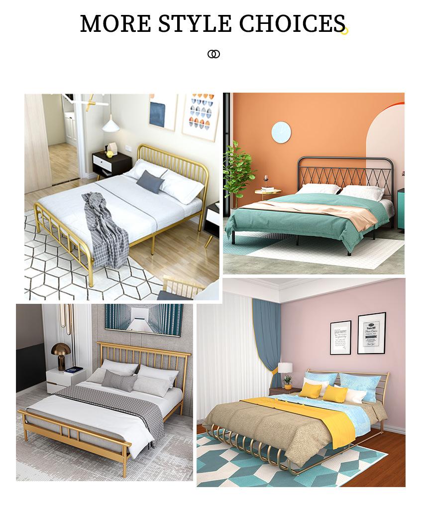 High Quality Modern Bedroom Furniture Double Size Iron Bed