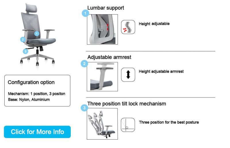 Factory Price 340mm White PA Starbase High Back 1PC/Carton Executive Office Chair Home Furniture