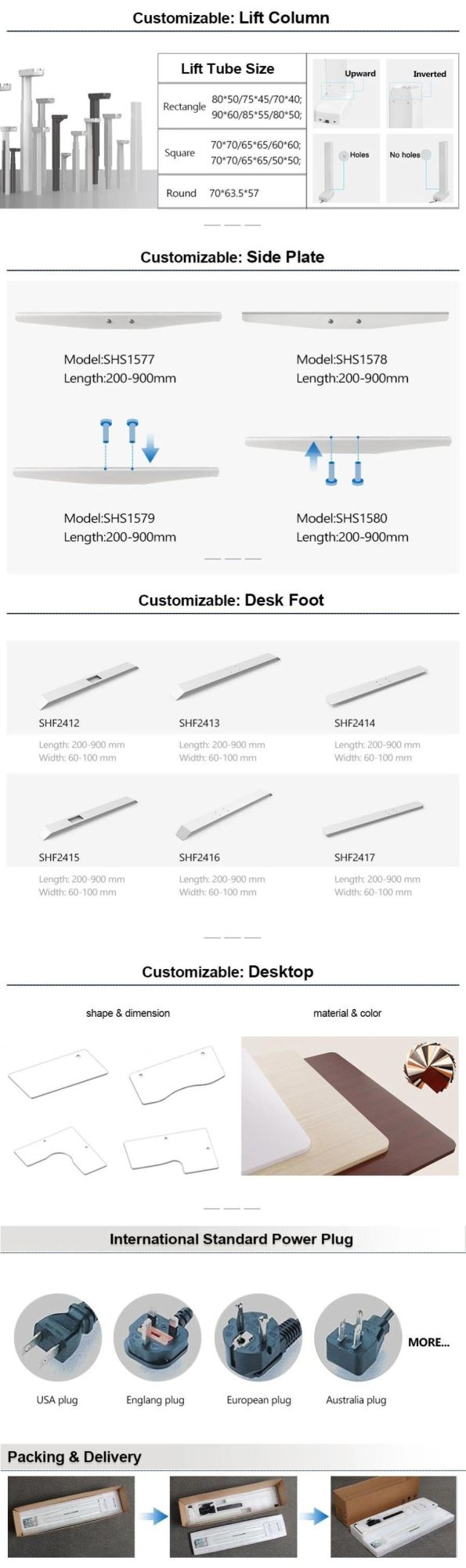 Three-Stage Lifting Column Desk Frame for Sit Stand Desk Adjustable Electric Height Desk