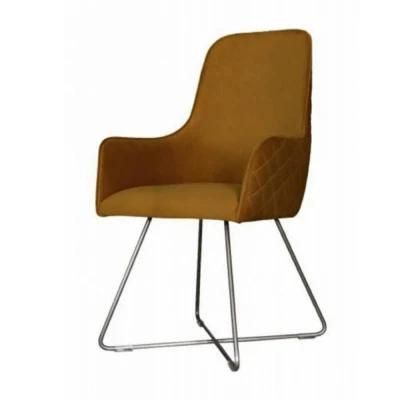 Italian Minimalist Modern Iron Frame Designer Fabric Dining Chair for Hotel Cafes Dining Chair