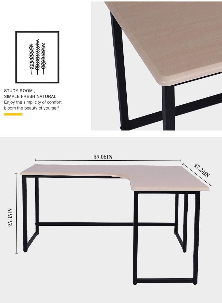 L Shaped Computer Desk Office Desk Modern Writing Table Desk with Metal Legs