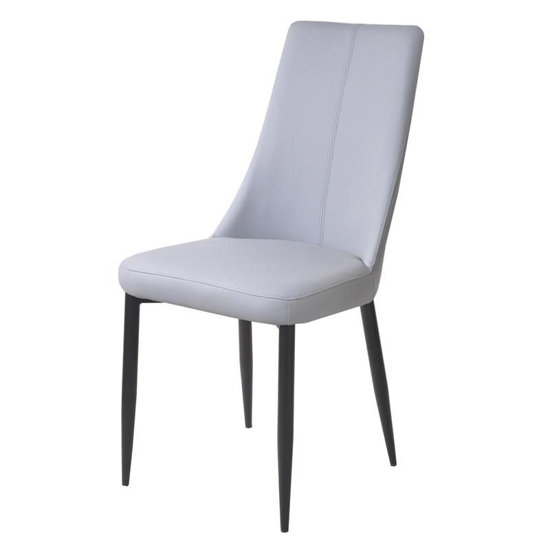 Dining Room Furniture Restaurant Modern Design Upholstered Soft PU Leather Dining Chairs with Powder Coated Legs