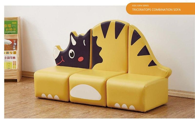 Kids Cartoon Leather Sofa, Single Seat Sofa, Wood Frame Sofa, Children Furniture Sofa, Living Room Baby Sofa, Day Care Center Sofa Mini Sofa, Learning Sofa