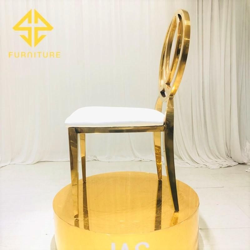 2021 Hot Shining Gold Round Back Stainless Steel Dining Chair Hotel Furniture Wedding Chair