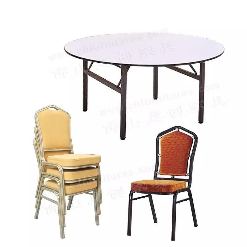 Yc-T40 Folding Hotel Banquet Round Lacquer Plywood Table with Aluminum Edge