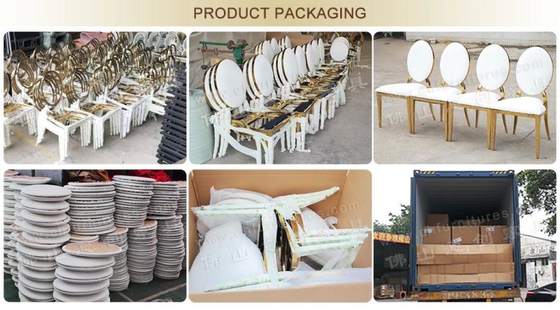 Wedding Furniture Stacked High-Back Golden Stainless Steel Wedding Restaurant Dining Chair