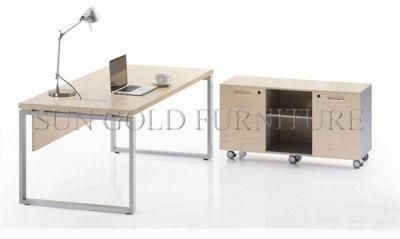 Modern Wooden Steel Leg Office Table with Side Table (SZ-OD077)