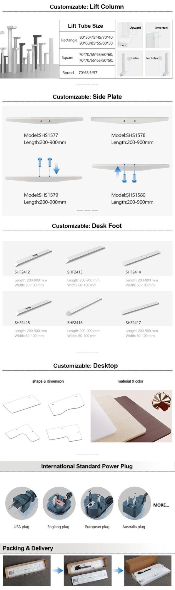 Sit Stand Leg Ergonomic Electric Height Adjustable Computer Desk