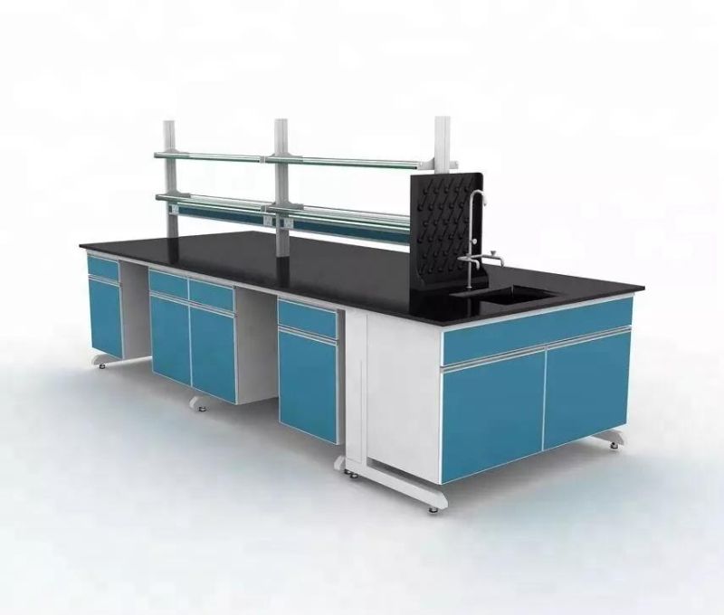 Hospital Wood and Steel Furniture with Top Centrifuge Laboratory, School Wood and Steel Mobile Lab Work Bench/