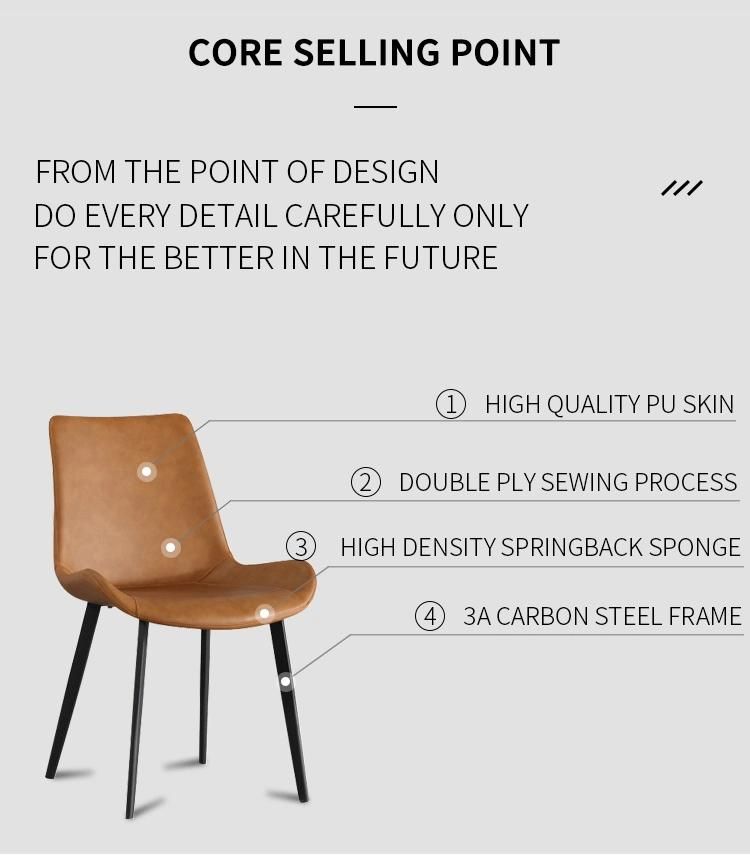 Hot Sale Modern Kitchen Furniture Leather Steel Frame Dining Chairs