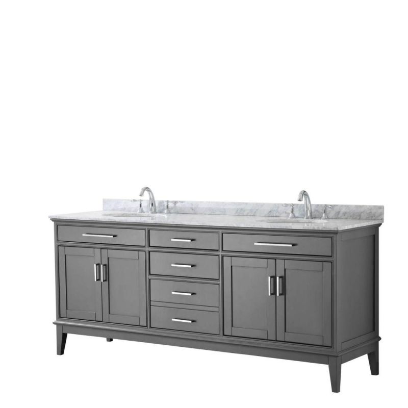 80" Double Bathroom Vanity - Dark Grey