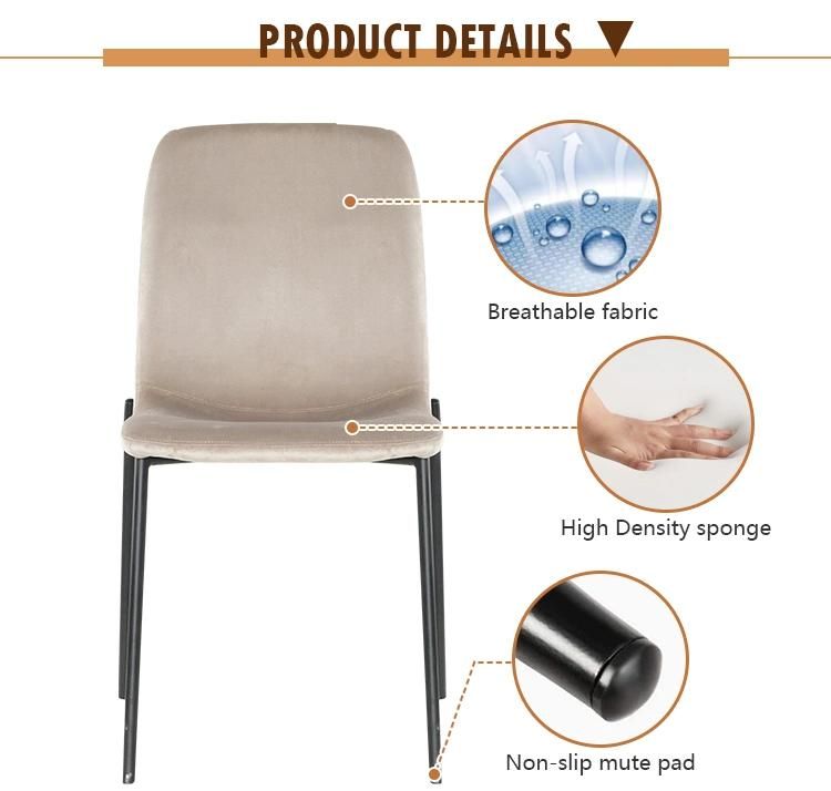 China Direct Sale Dining Room Furniture Elegant Velvet Dining Chair for Restaurant Hotel