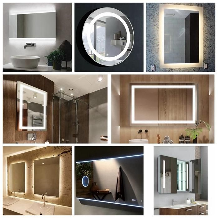 Rectangle Wall Mirror Defogger Touch Switch LED Lighted Bathroom Mirror