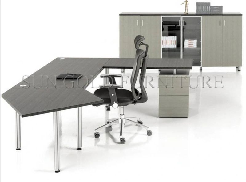 Hot Sale Steel Leg Office Executive Table White L Shape Office Desk (SZ-OD134)