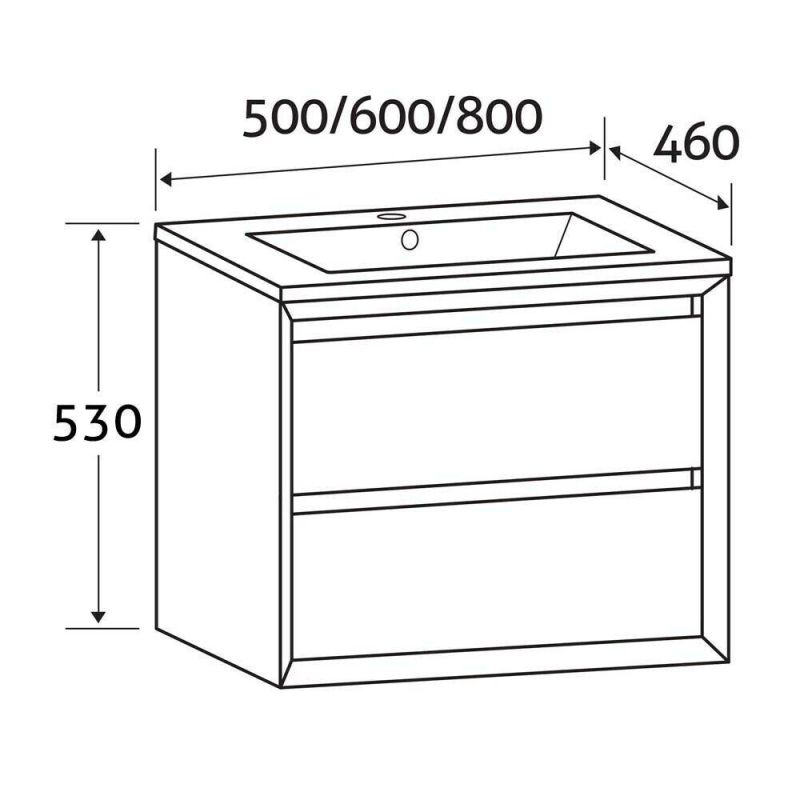 Gloss White Storage Bathroom Vanity Unit 2 Drawer Cabinet Furniture 500mm