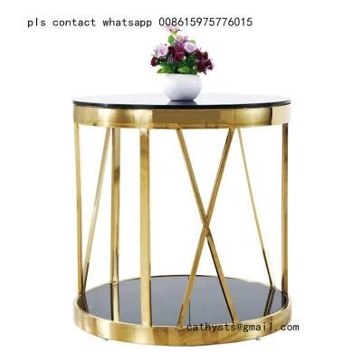 Hotel Furnishing Stainless Steel Side Table Gold Table Metal Base