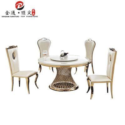 Silver Stainless Steel Banquet Dining Table and Chair Sets for Nobility