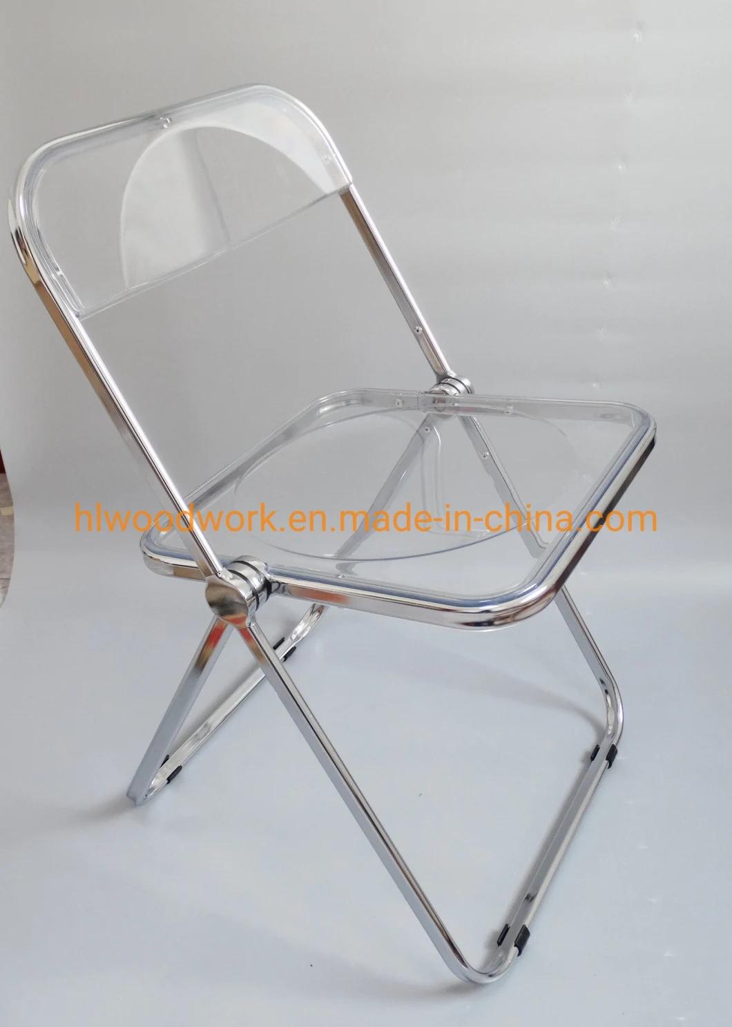 Modern Transparent Green Folding Chair PC Plastic Living Room Chair Chrome Frame Office Bar Dining Leisure Banquet Wedding Meeting Chair Plastic Dining Chair