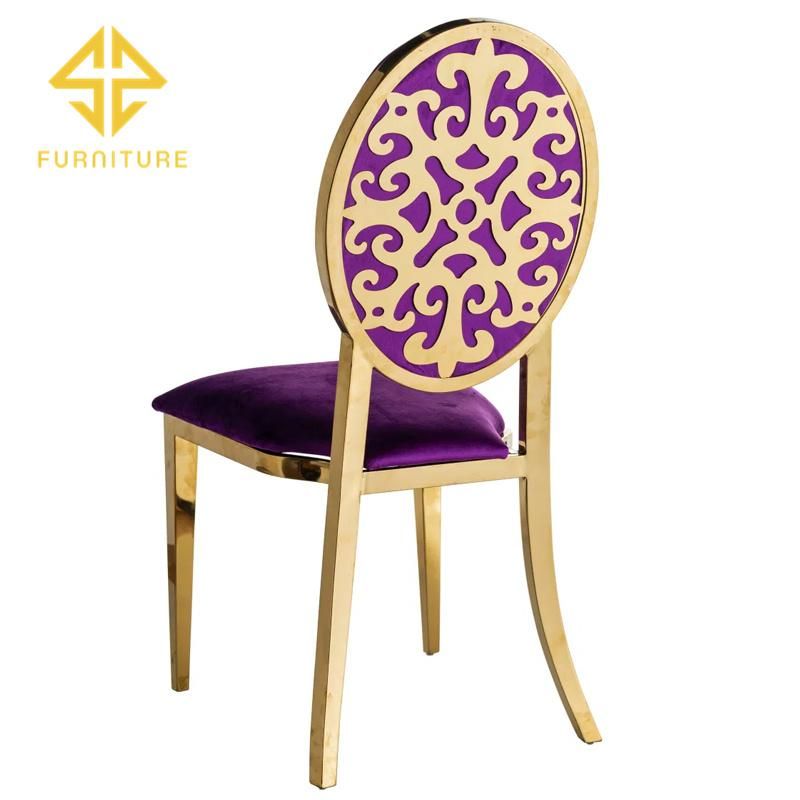 Modern Design Hotel Banquet Wedding Event Golden Stainless Steel Steel Frame Restaurant Chair