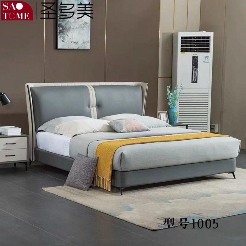 Modern Earth Grey with White Tech Fabric Bedroom Furniture Double Bed