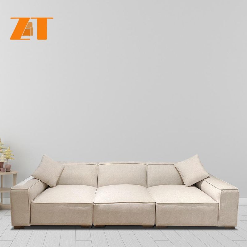 Strength Factory White Fabric Sofa Modern Living Room Washable Sofa Set Living Room 2.98m Sofa Set