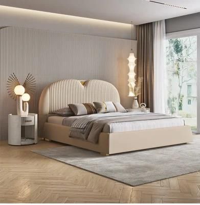 High-End Light Luxury Leather Bed Modern Minimalist Master Bedroom Double Bed Wedding Bed Italian Minimalist Bed 1.8 Meters