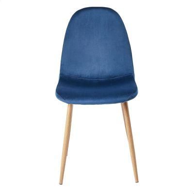 Nordic Retro Dining Chair Modern Metal Blue Crushed Velvet with Low Price