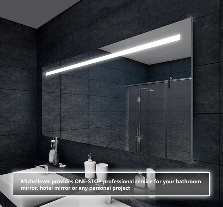 Frameless Rectangle LED Bathroom Wall Mirror with Defog