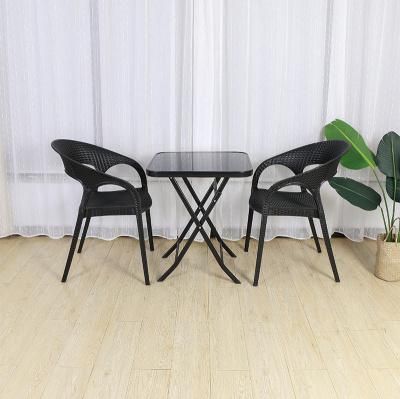 Modern Balcony Small Table and Chair Tea Table Tea Shop Chair Outdoor Leisure Dining Courtyard Table and Chair Three-Piece Set