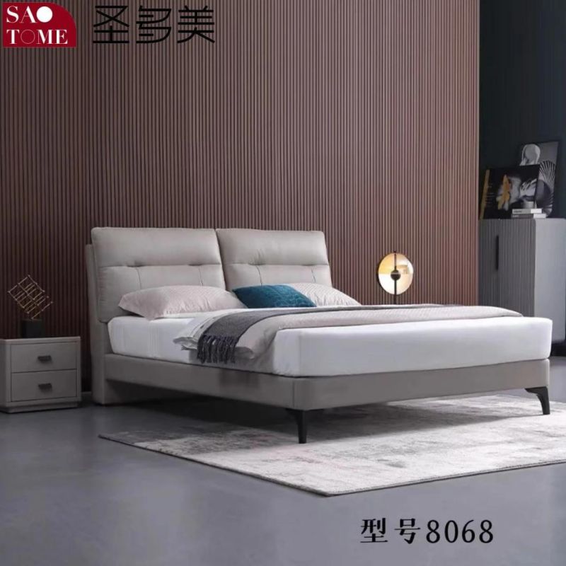 Modern Hotel Bedroom Furniture Dark Grey Leather Double Bed 1.5m 1.8m